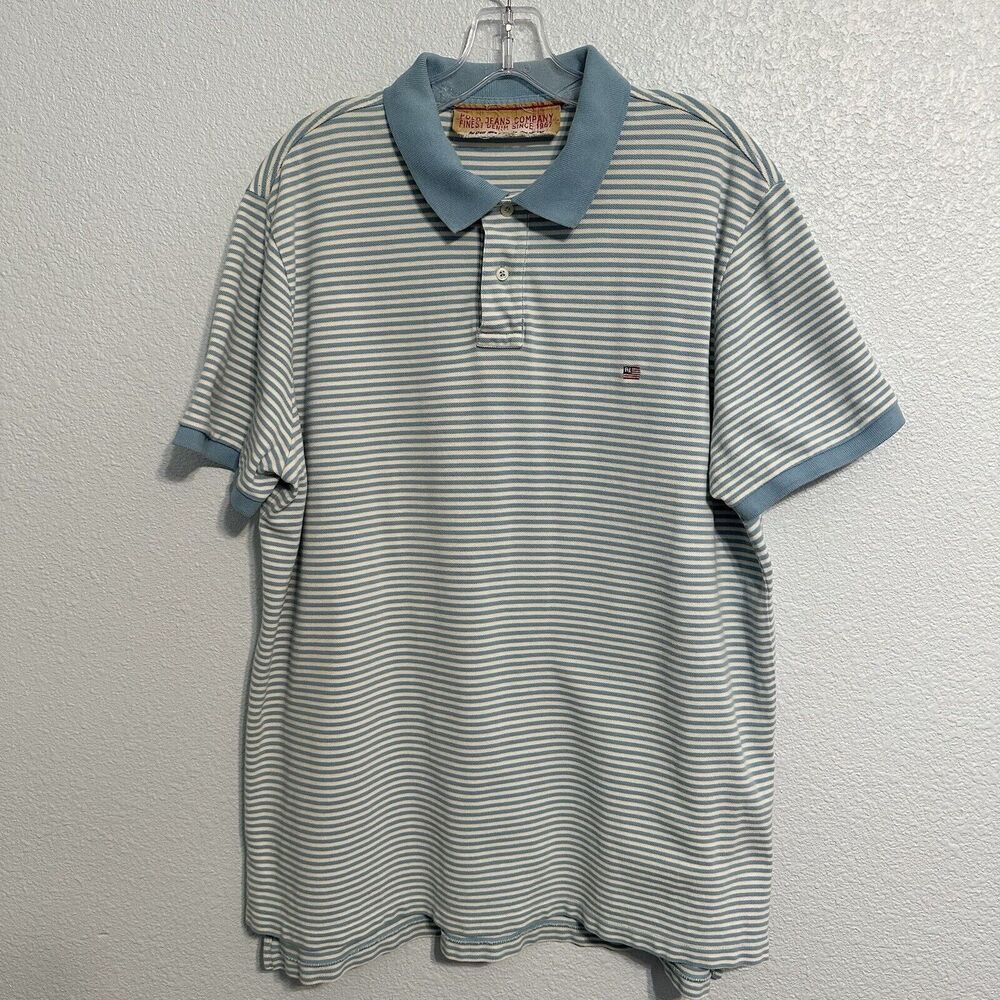 Polo Jeans Company by Ralph Lauren Polo Shirt Mens Size XL Blue White Striped